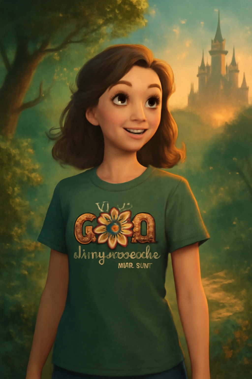 Size M 50% cotton 50 %polyester Green With God all thing are possible Tshirt