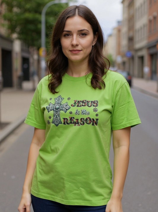 Size L 100%cotton light green Jesus is the reason Tshirt