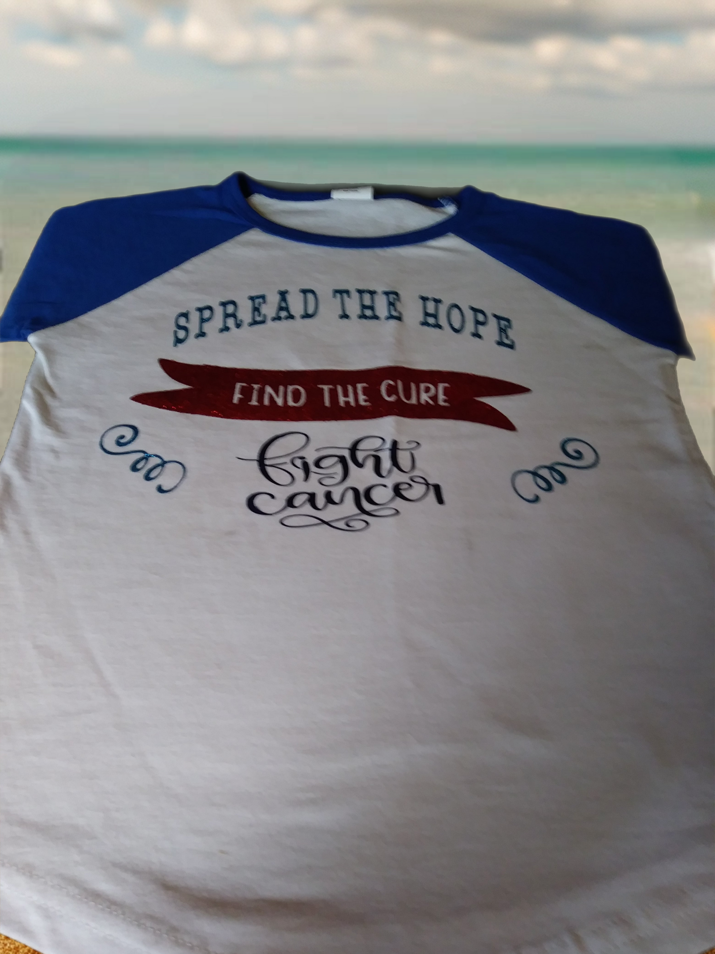 Size 4T 100% cotton White &blue Spread the Hope fight cancer Tshirt