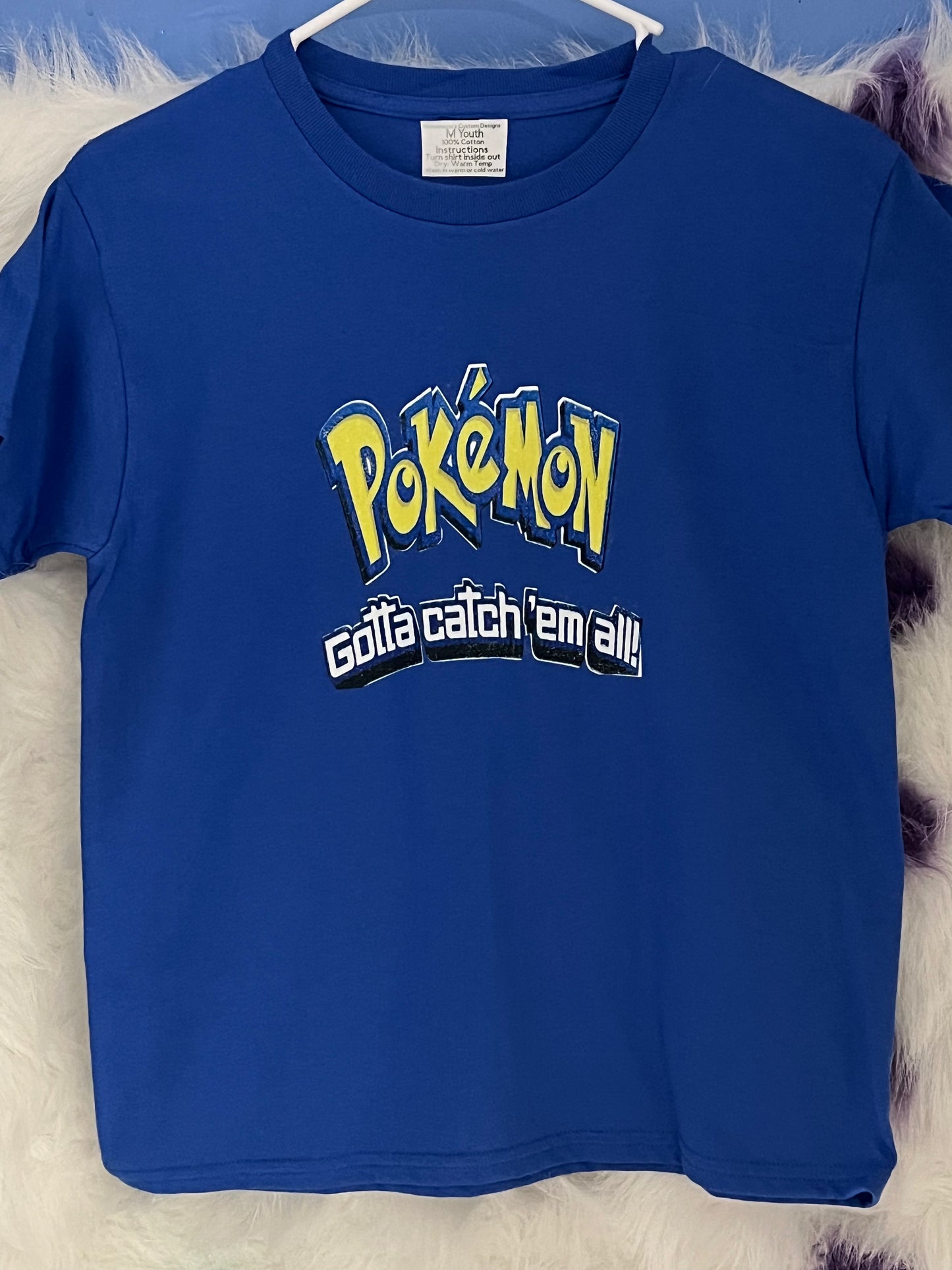Size M youth 100%cotton blue Pokémon Tshirt