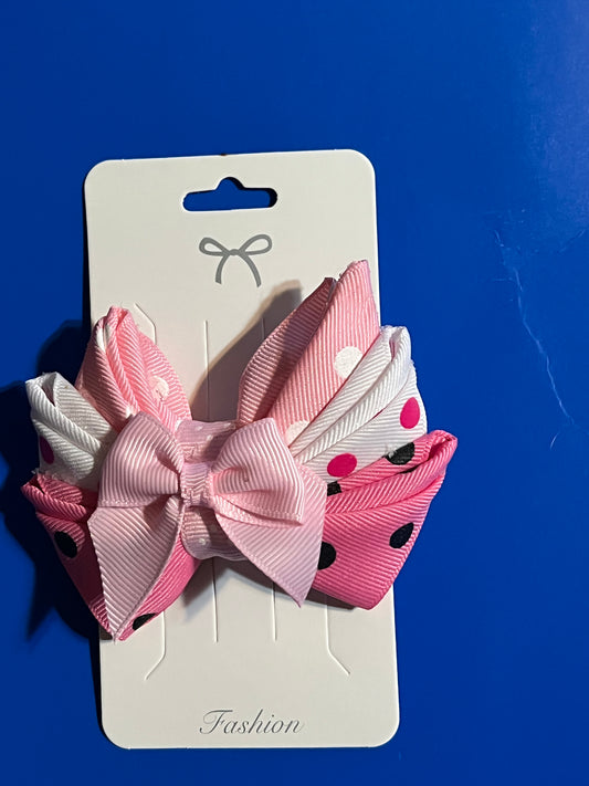 Little girl pink ribbon hair bow