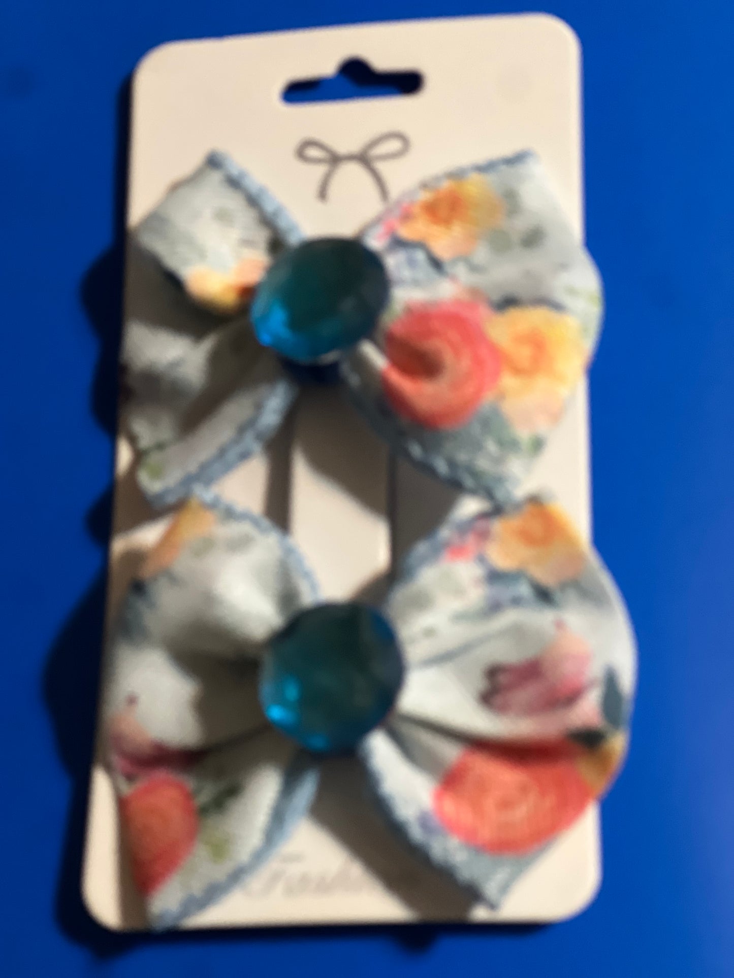 2 blue flowers Hair bows