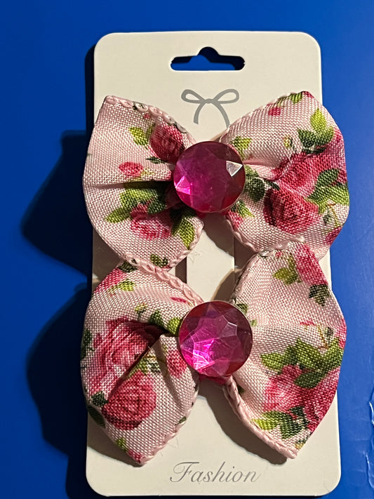 Light pink flowers hair bows