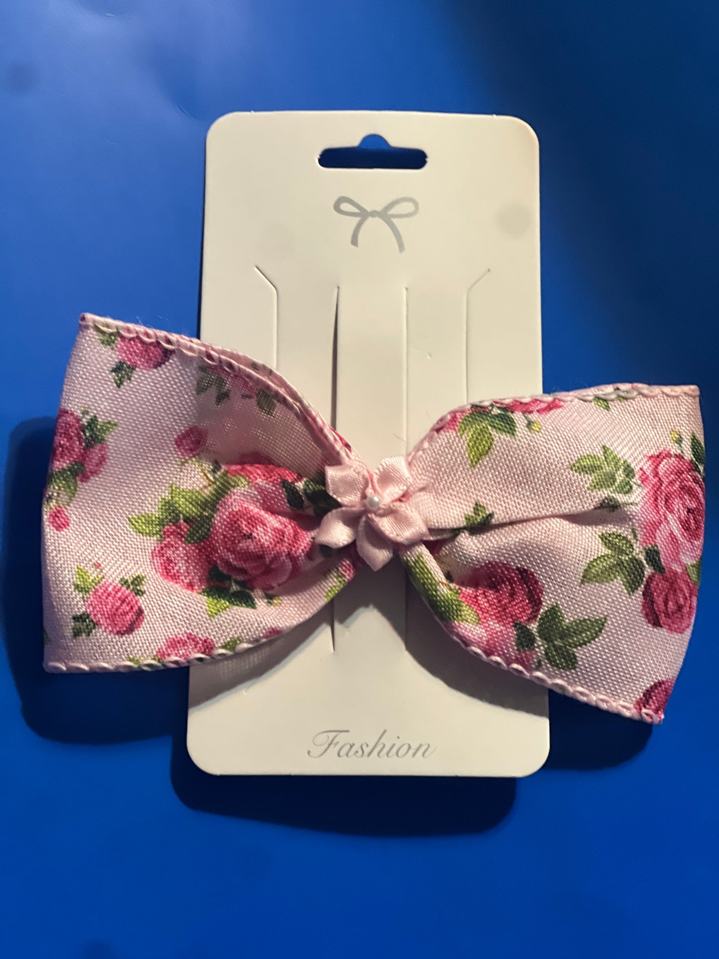 Flowery girls Pink hair bow.