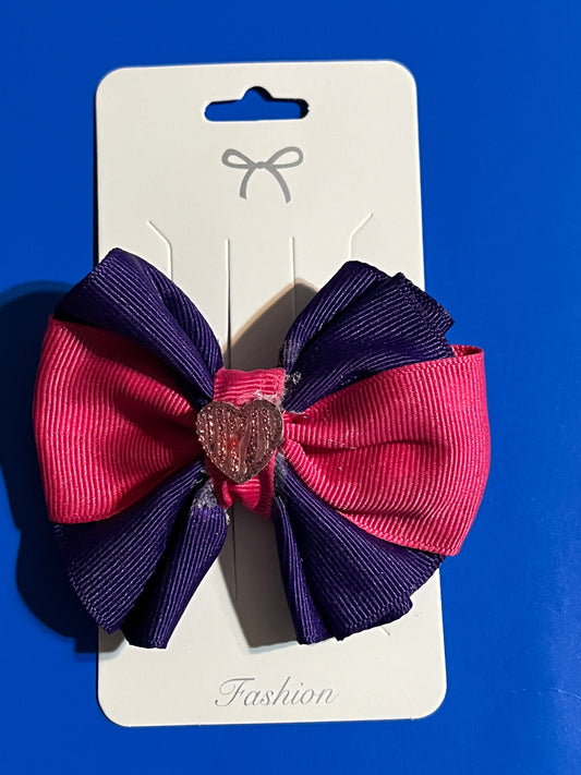 Red and black with pink heart hair bow