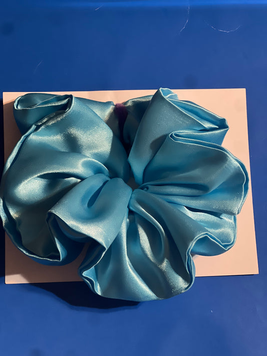 Large light blue hair scrunchie