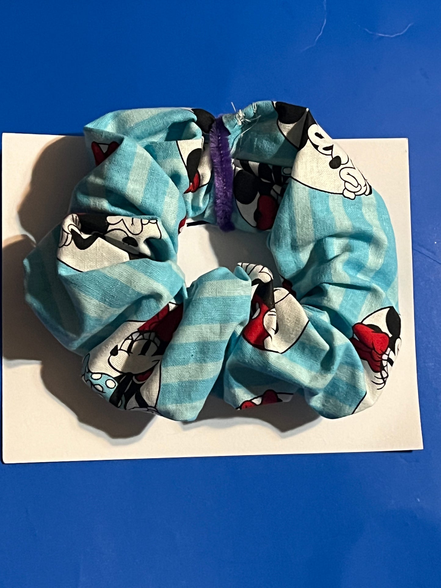 Blue and black Mickey Mouse scrunchie