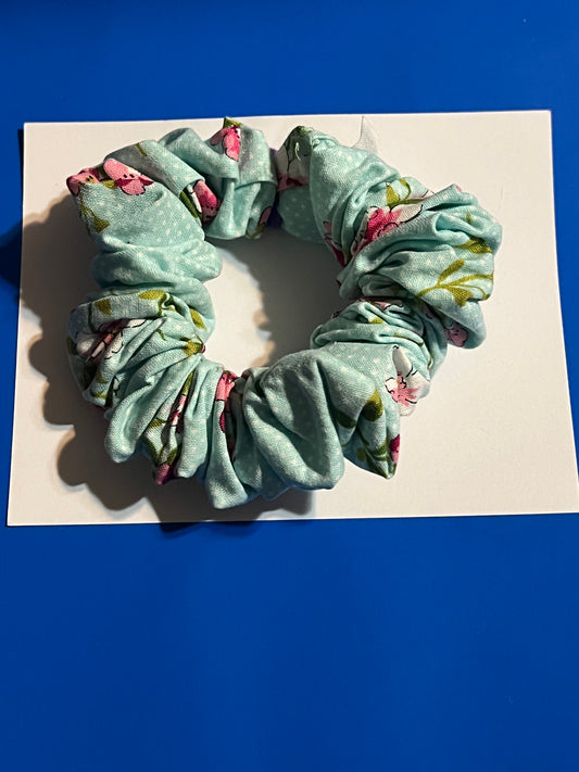 Medium light green hair scrunchie