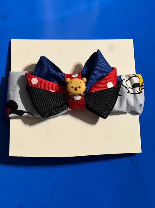 Blue ,red & black Infants hair band with bear