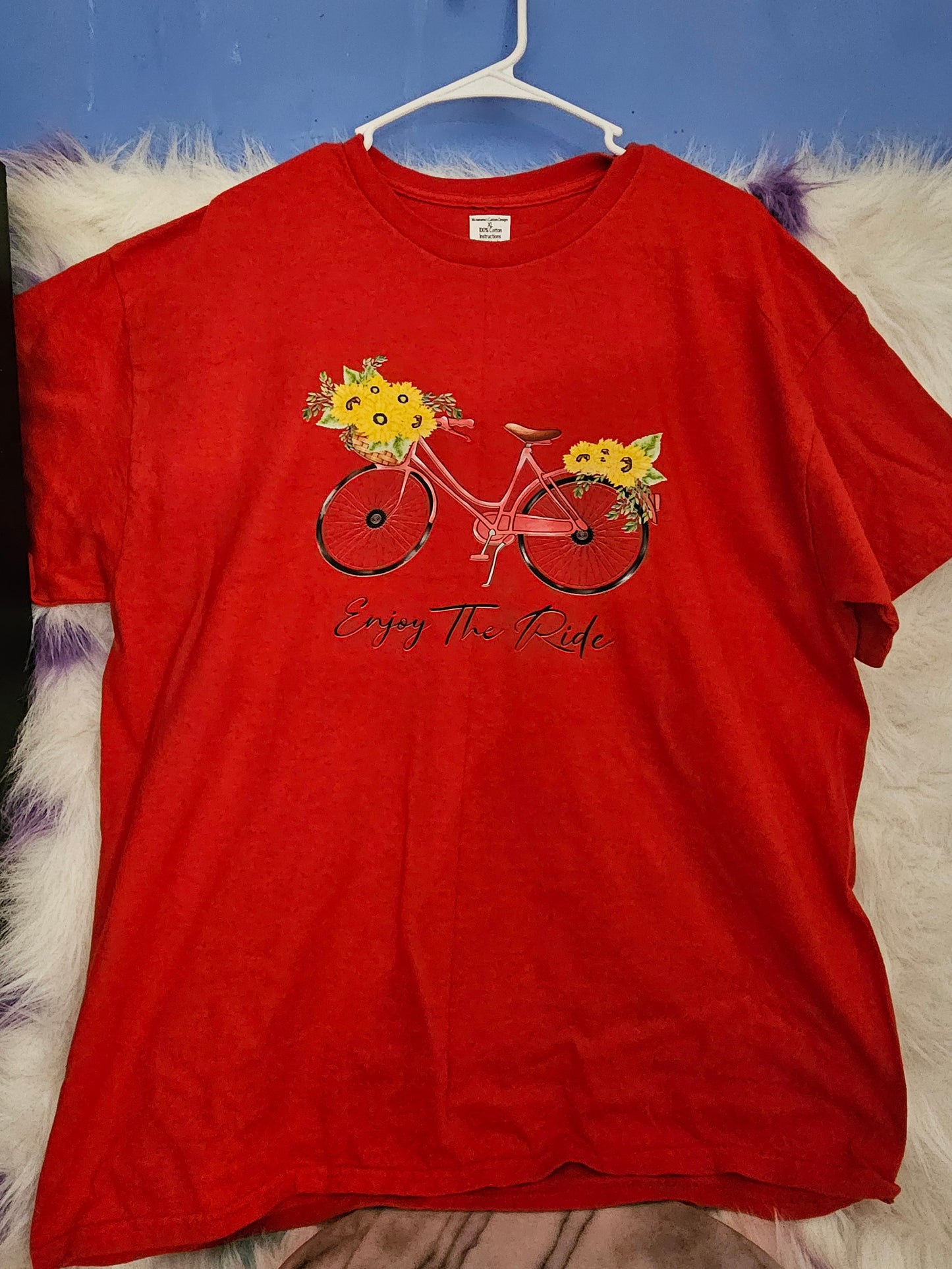 Size XL 100%cotton Red Enjoy the ride Tshirt