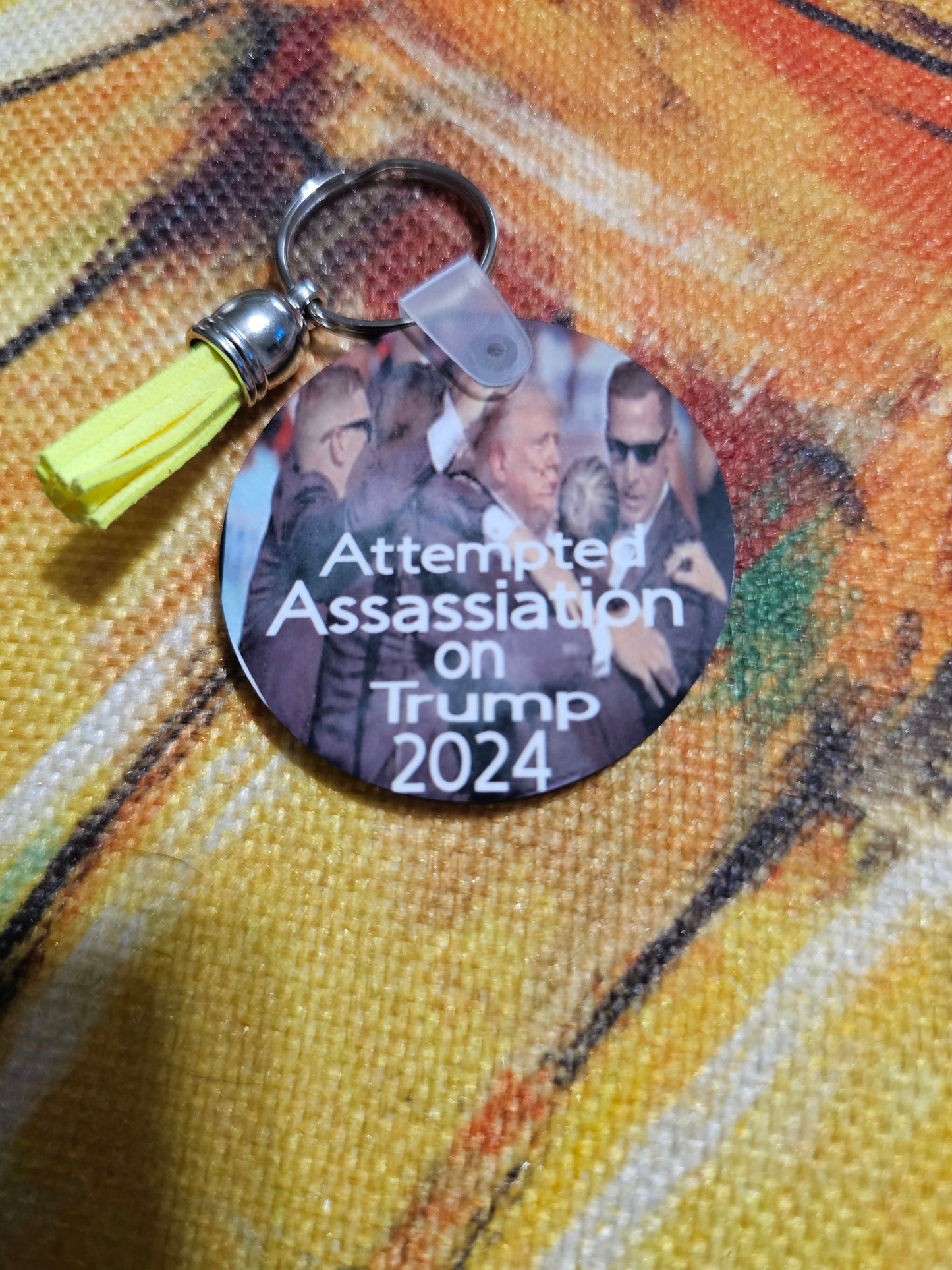 2" round Attempted Assassination on trump Keychain