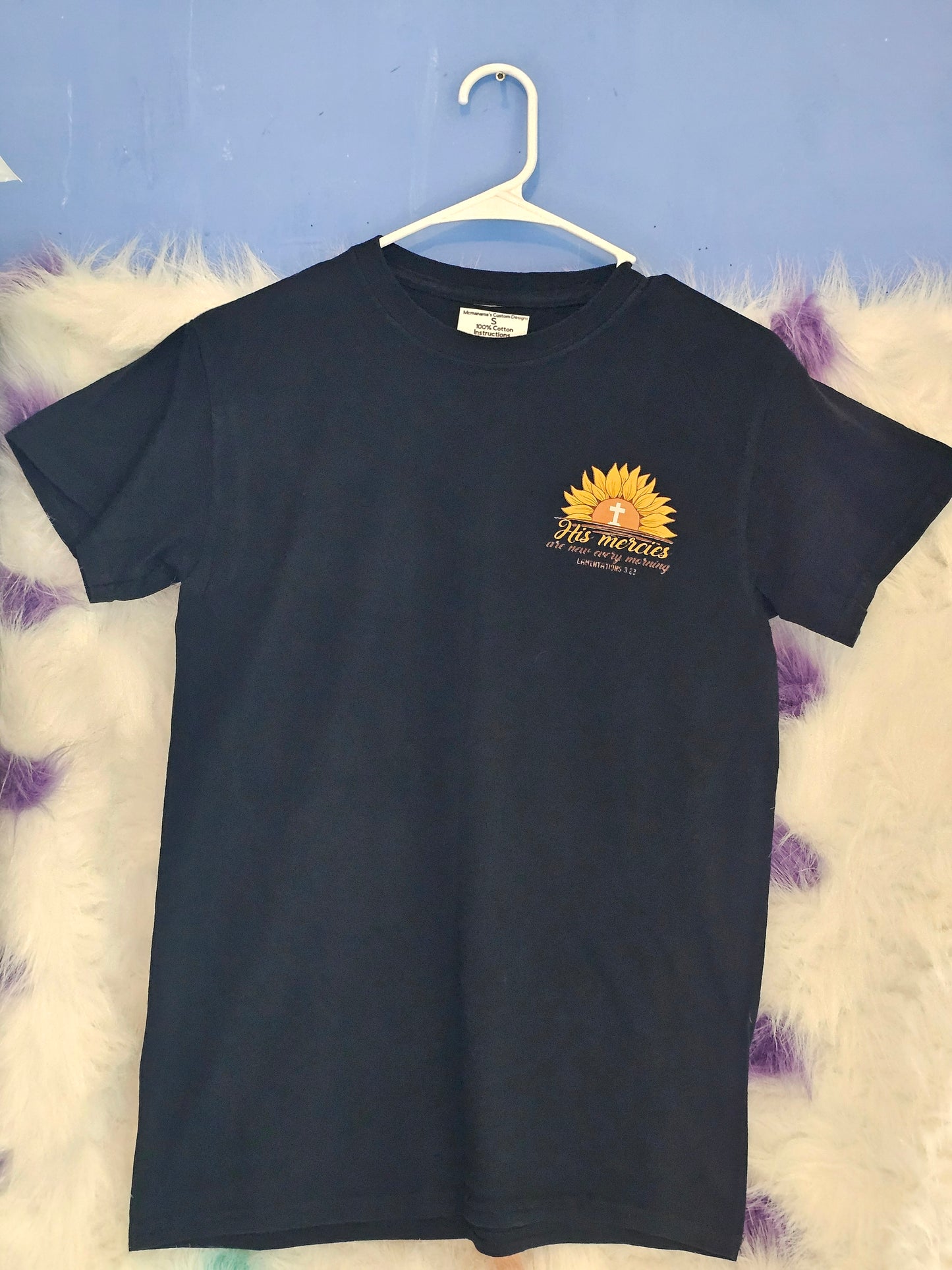 Size S 100% cotton Black His Mercies Tshirt