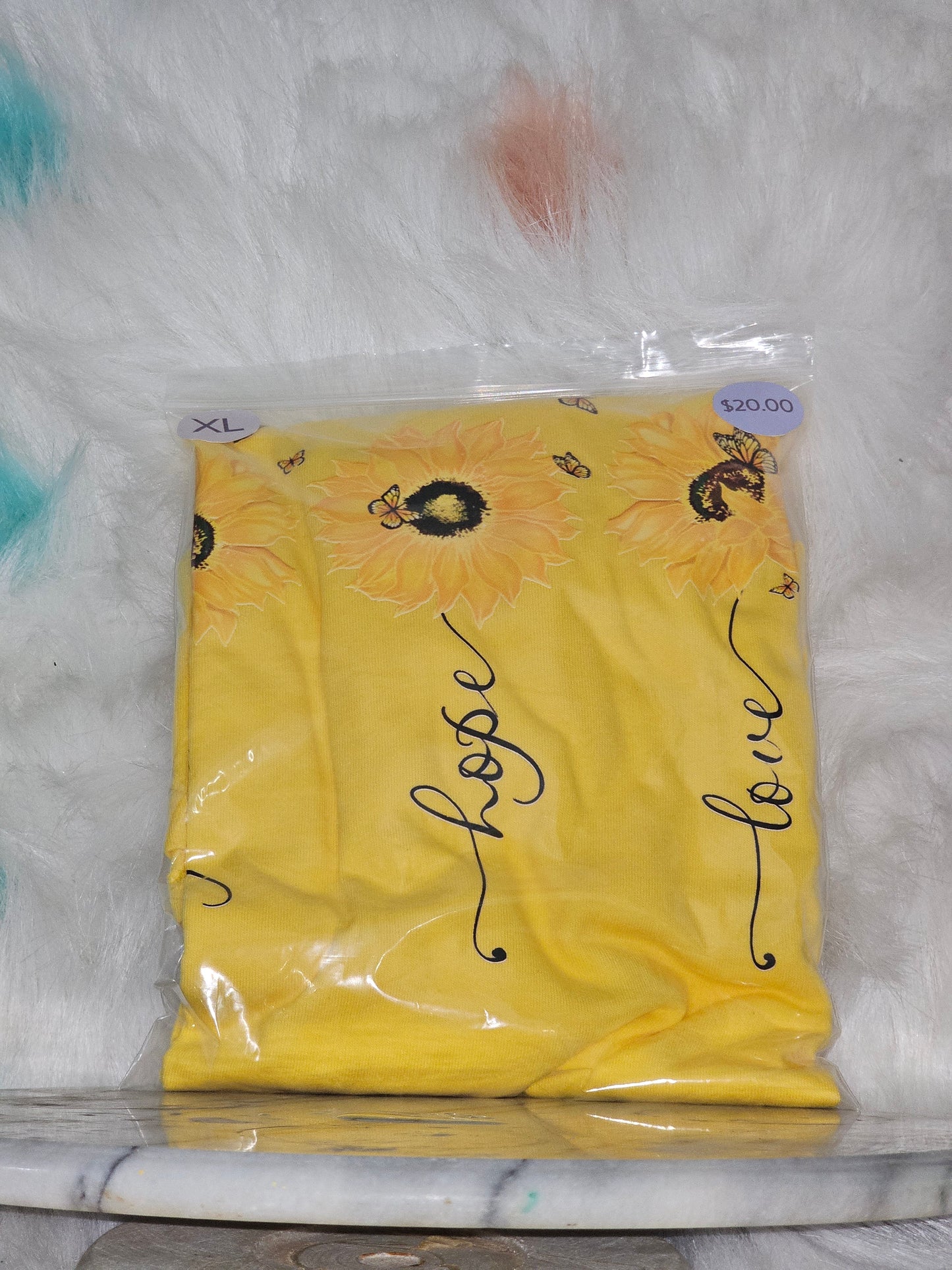 Size XL 100%cotton Yellow Faith,Hope & Love Tshirt