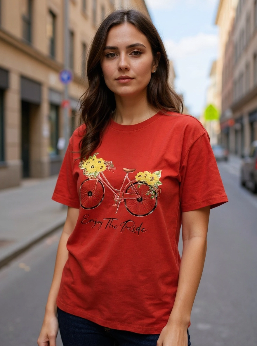 Size XL 100%cotton Red Enjoy the ride Tshirt