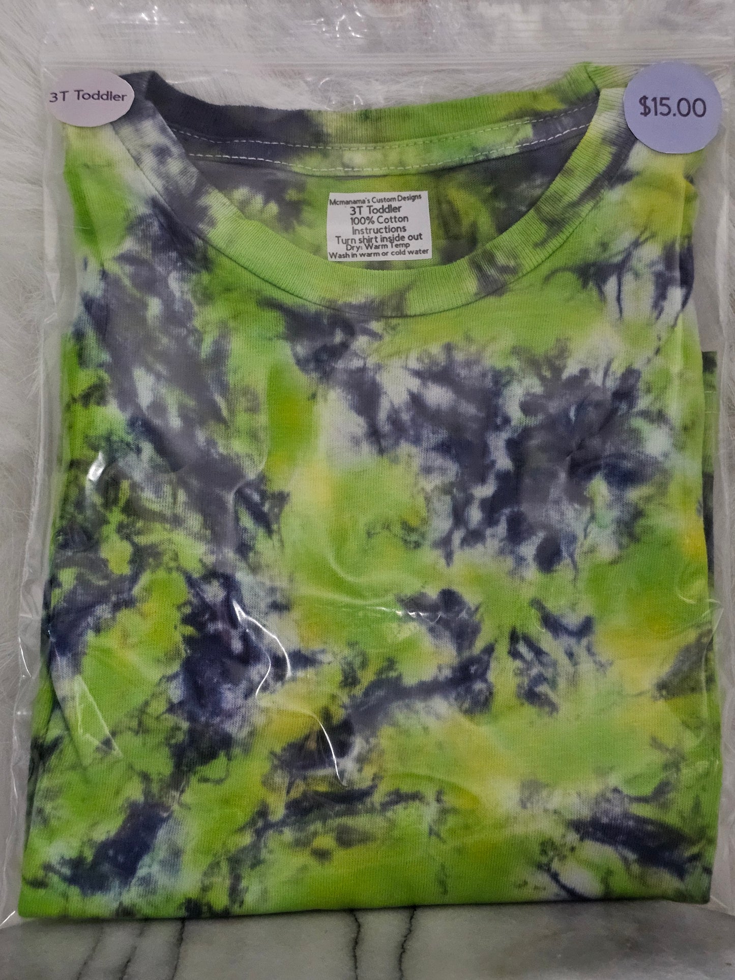 Size 3T 100% cotton green & black tye dye Tshirt