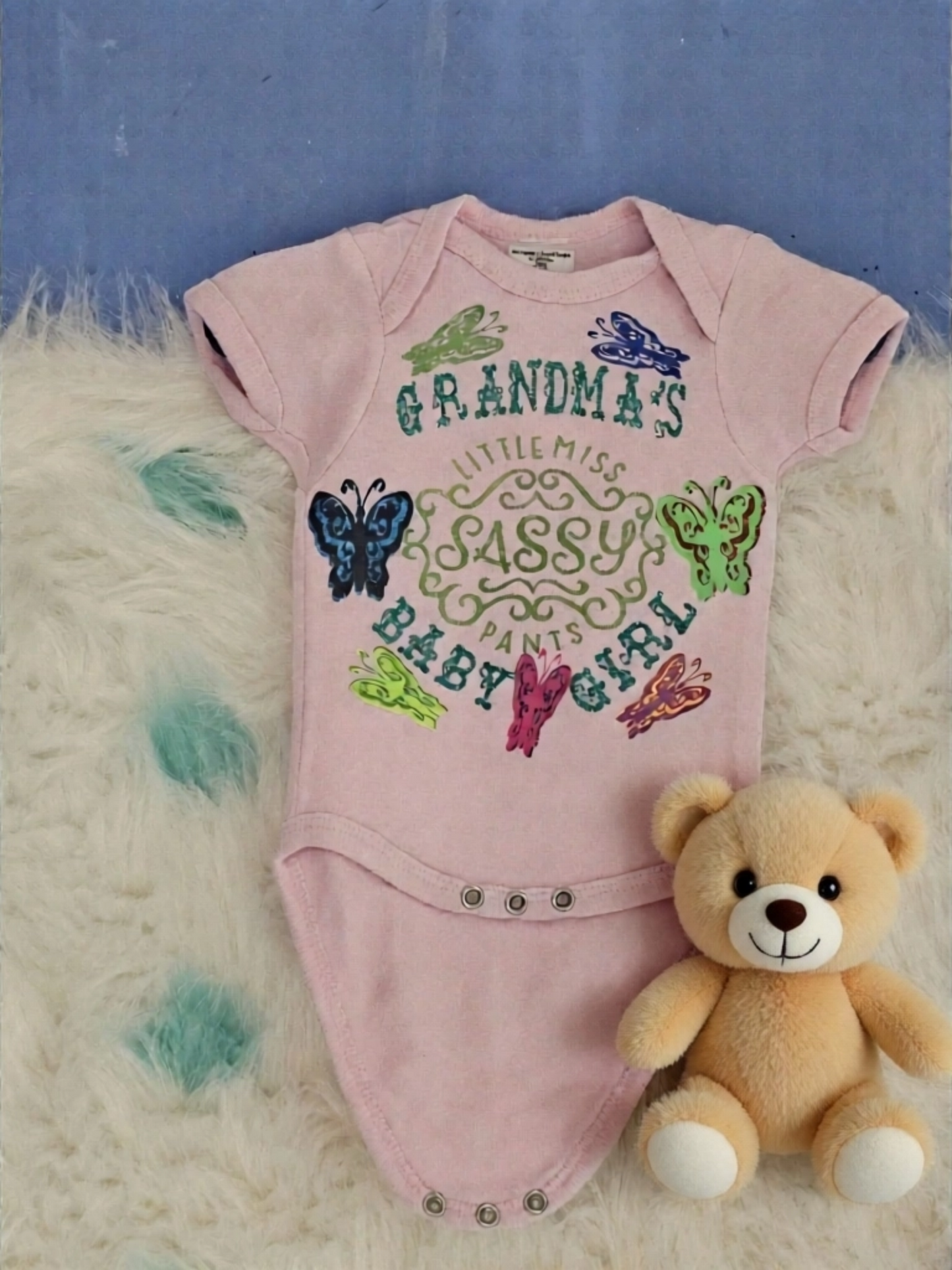 Size 0-3 months 100% cotton Pink Grandma's Little Sassy pants onesie