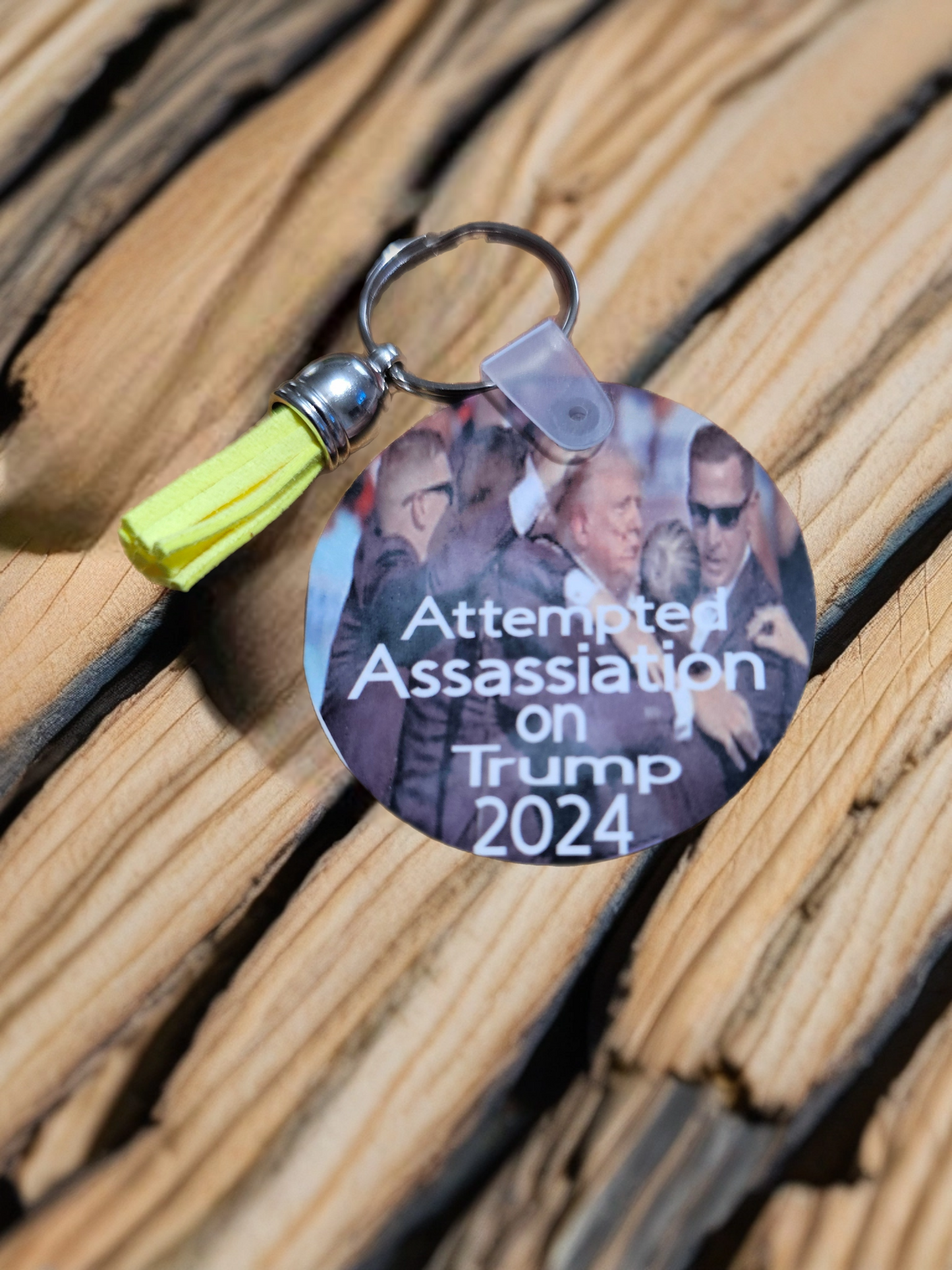 2" round Attempted Assassination on trump Keychain