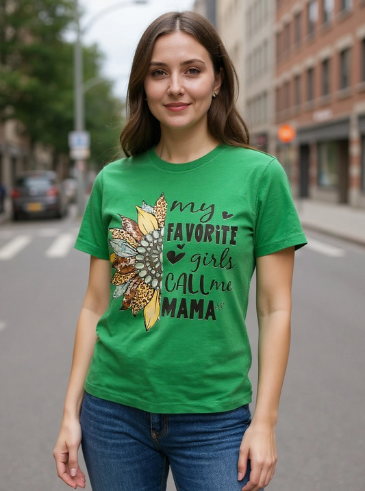 Size M 100%cotton Green My favorite person calls me mama