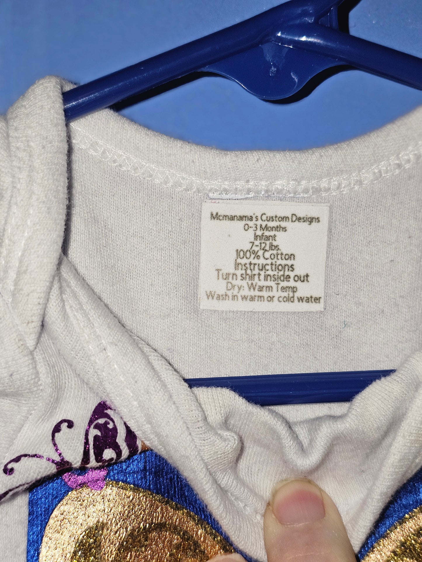 Size 0-3 months 100% cotton White history from heaven oneies