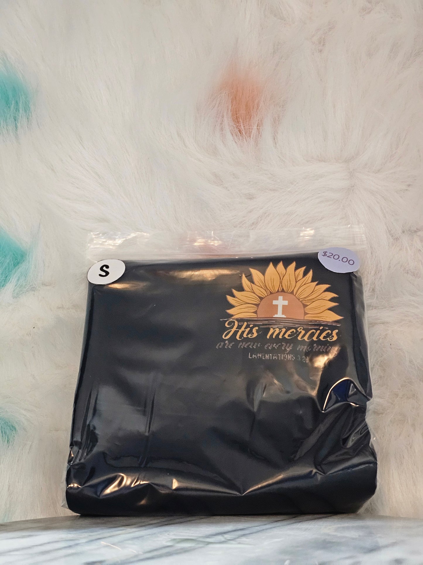 Size S 100% cotton Black His Mercies Tshirt
