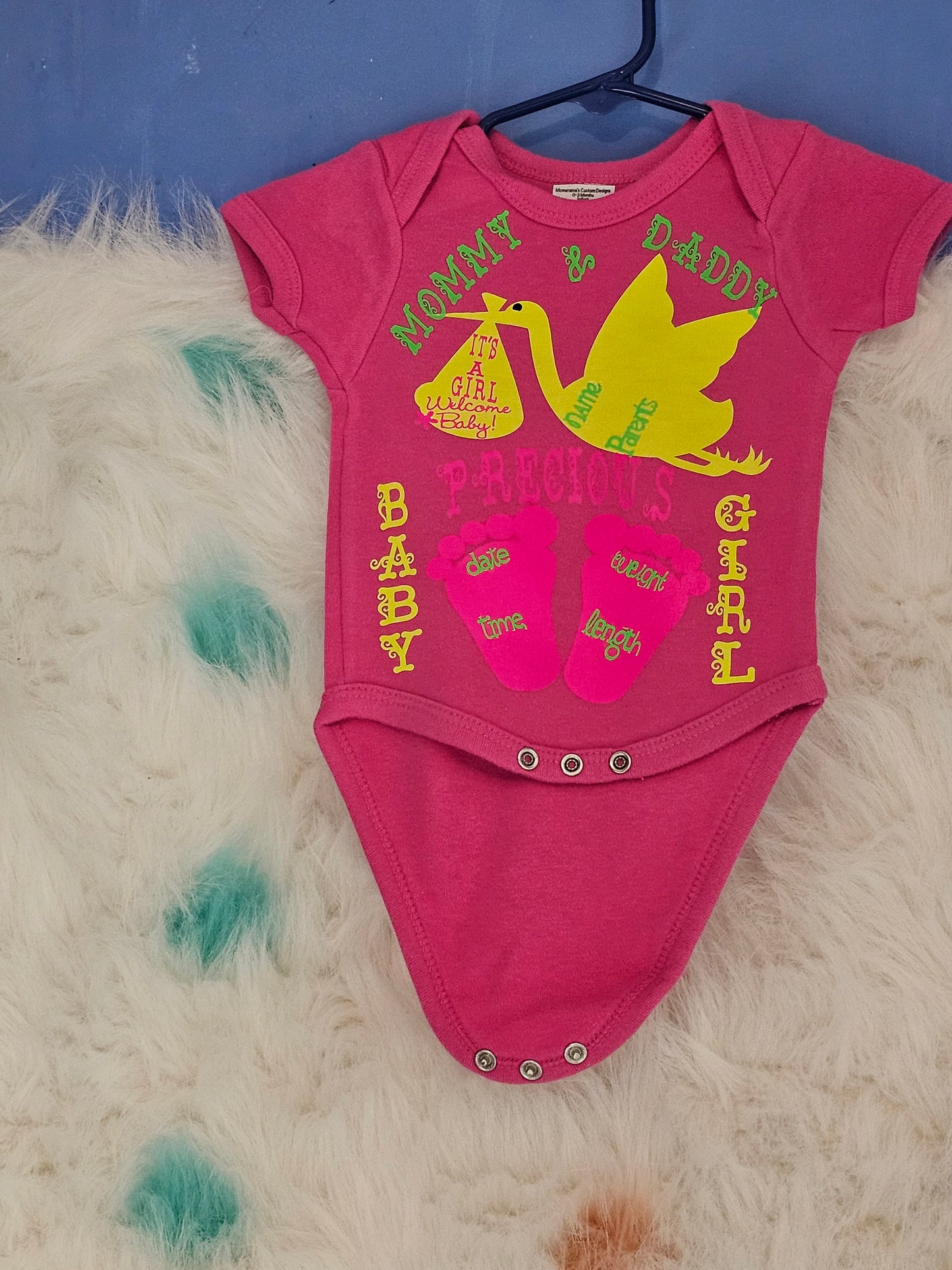 Size 0-3 months 100% cotton Pink Mommy and Daddy's baby girl oneies