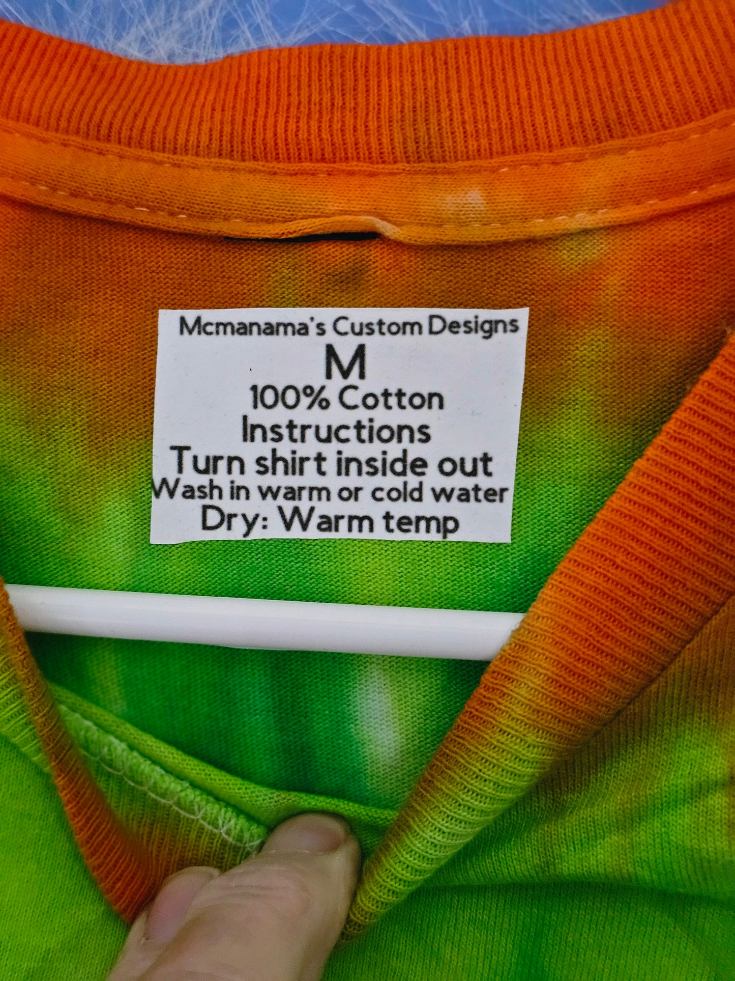 Size M 100% cotton Orange, blue,green & red tye dye Tshirt
