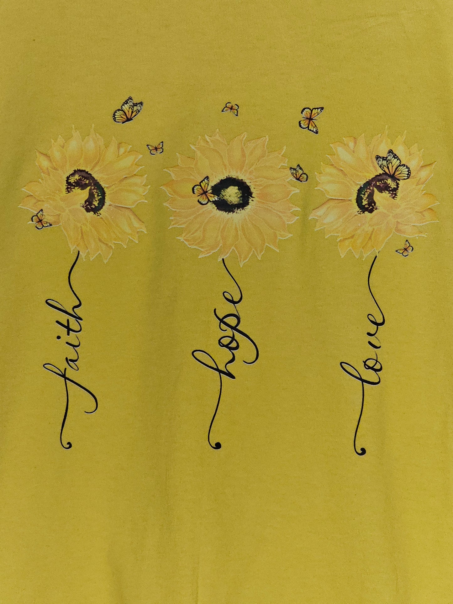 Size XL 100%cotton Yellow Faith,Hope & Love Tshirt