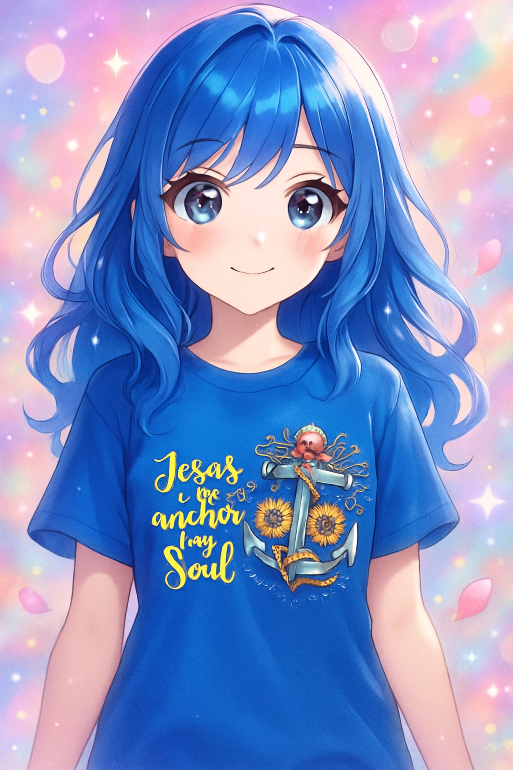 Size XL 100% cotton Blue Jesus is my anchor of my soul