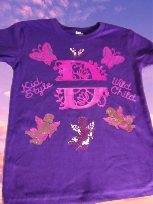 Size 4t 100% cotton Purple shirt with the letter D