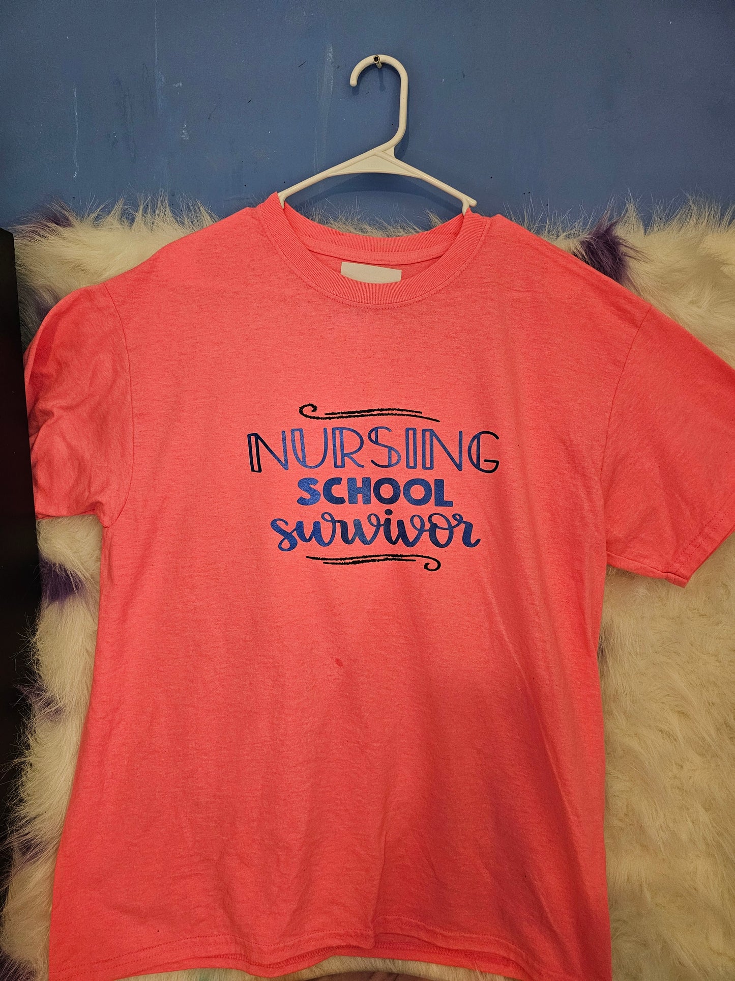 Size L 100% cotton Pink Nursing school survivor Tshirt