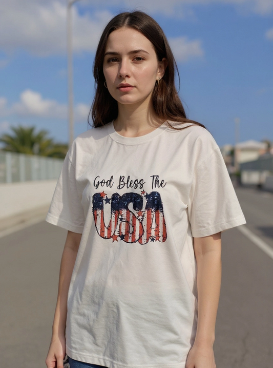 Size 3x 100% cotton White God Bless America Tshirt