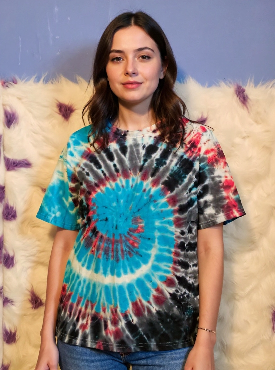 Size XL 100% cotton blue,black and red tie dye Tshirt