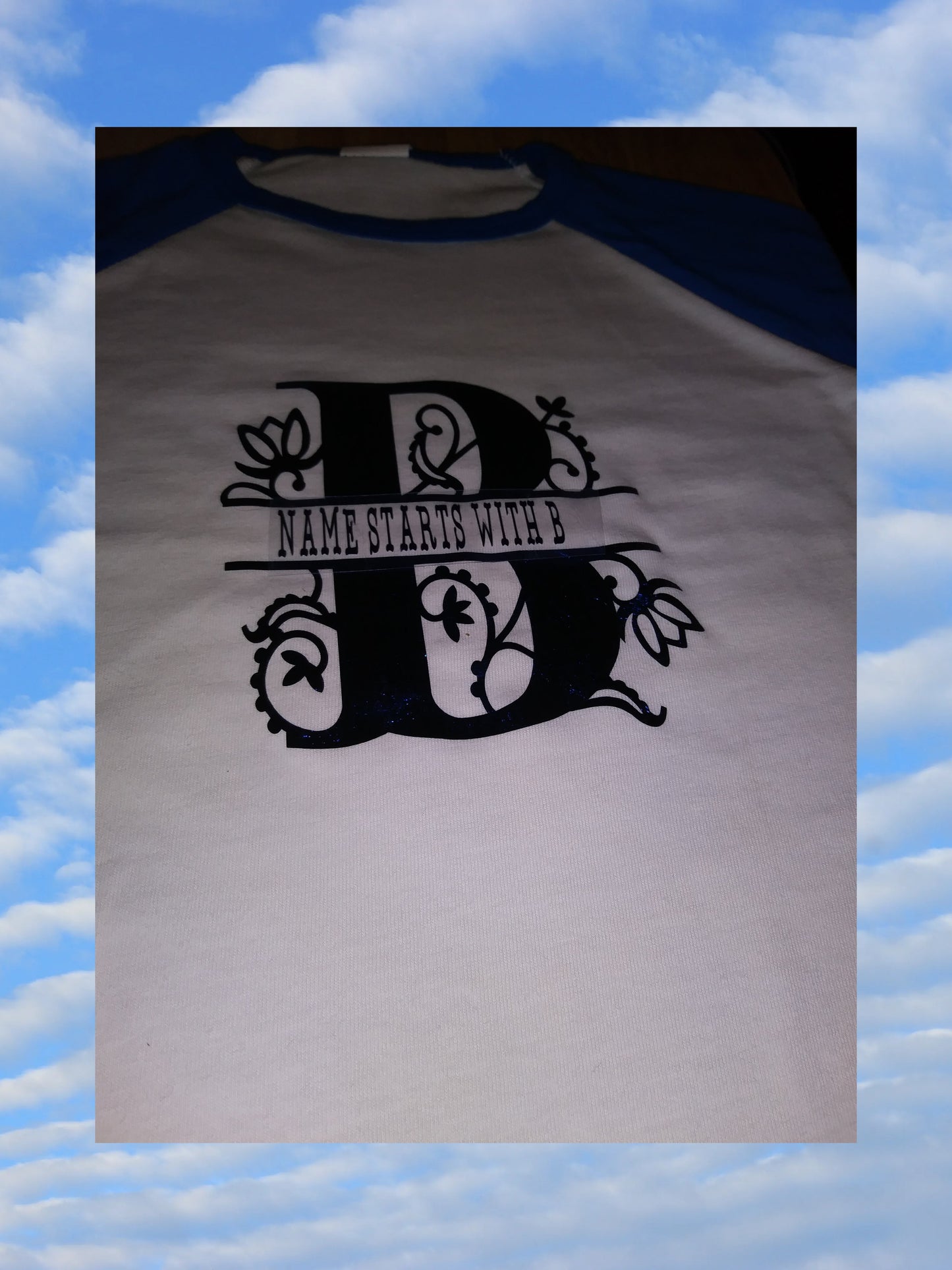 Size 2T 100% cotton White &blue Toddlers personalized shirt with B