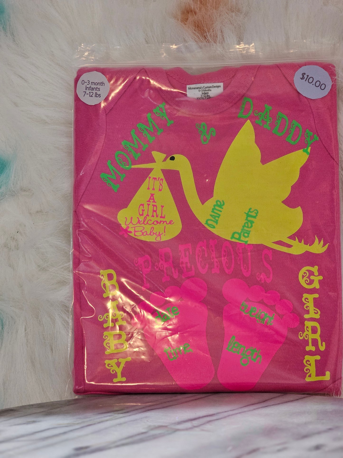 Size 0-3 months 100% cotton Pink Mommy and Daddy's baby girl oneies