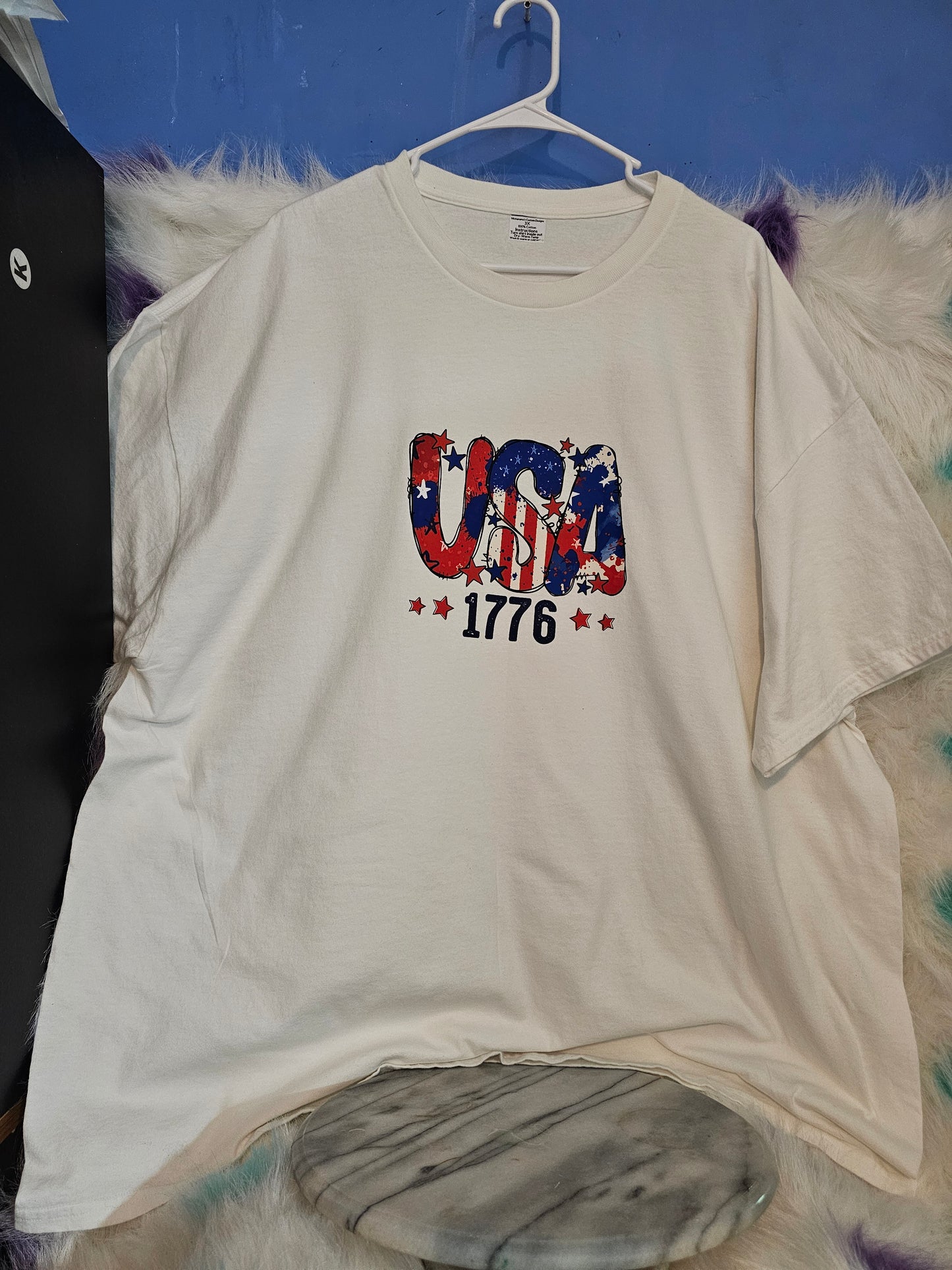 Size 3x 100% cotton U.S.A. 1776 white Tshirt