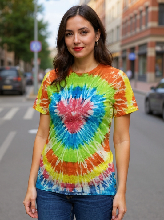 Size M 100% cotton Orange, blue,green & red tye dye Tshirt