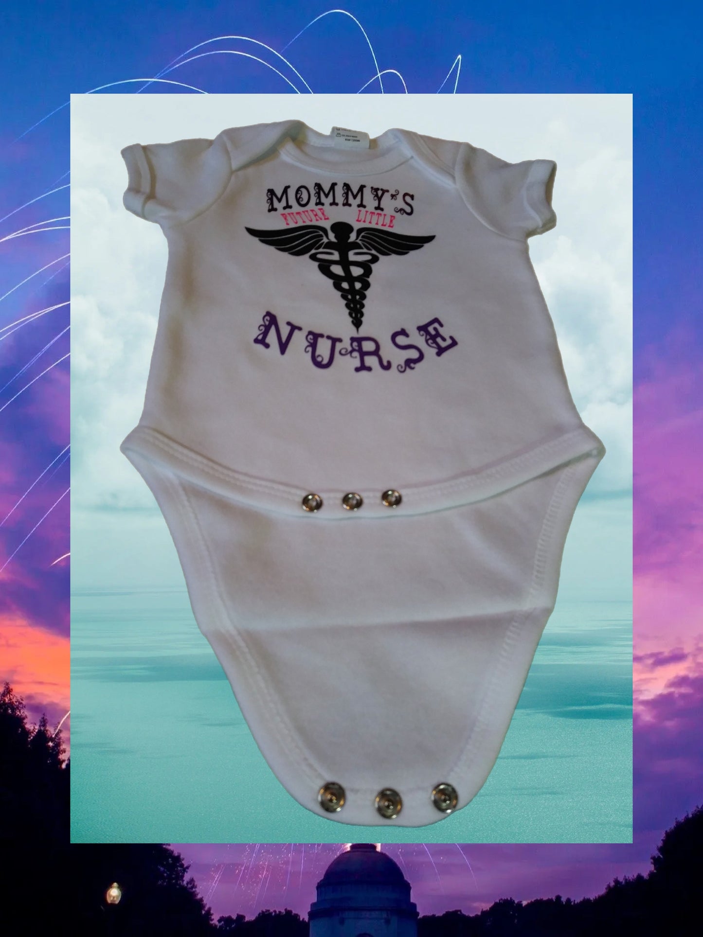 Size 0-3 month 100% cotton White Mommy's future nurse baby Oneies