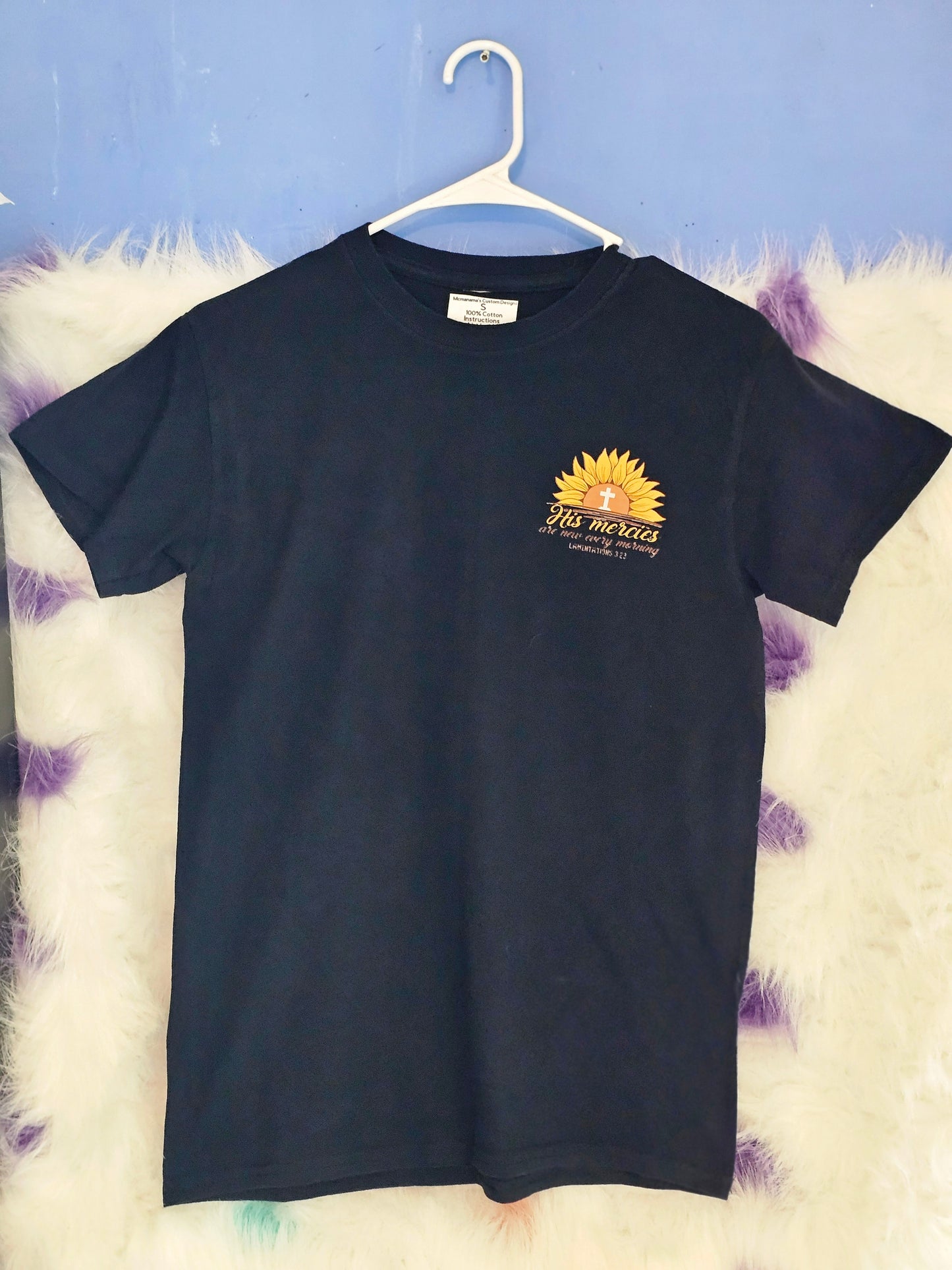 Size S 100% cotton Black His Mercies Tshirt