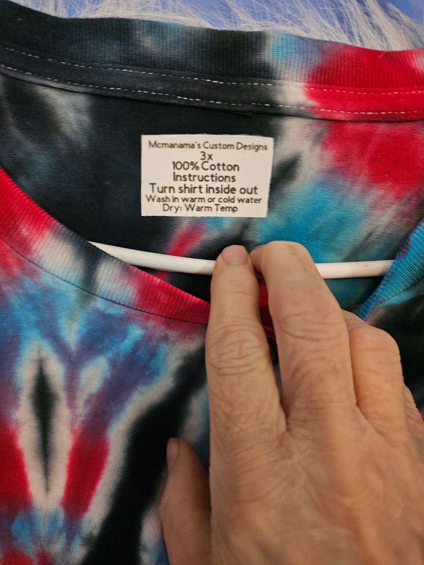 Size 3x 100% cotton red, black,white and light blue tie dye Tshirt
