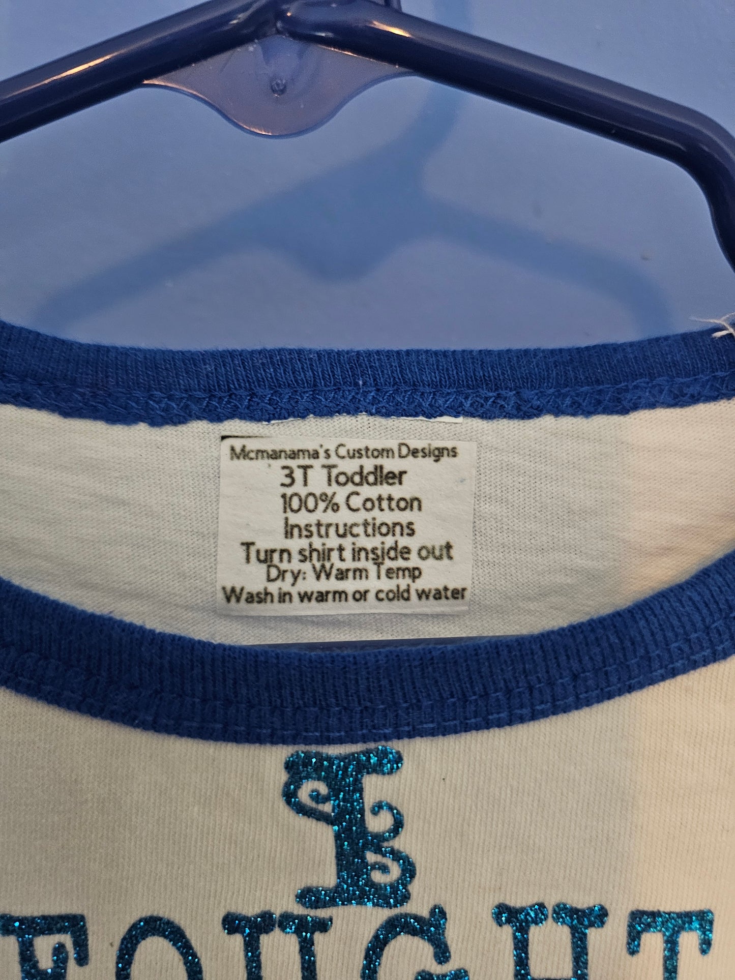 Size 3T 100% cotton blue & white cotton I fought cancer and I won Tshirt
