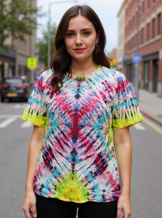 Size XL 100%cotton red,blue & green tye dye T Shirt