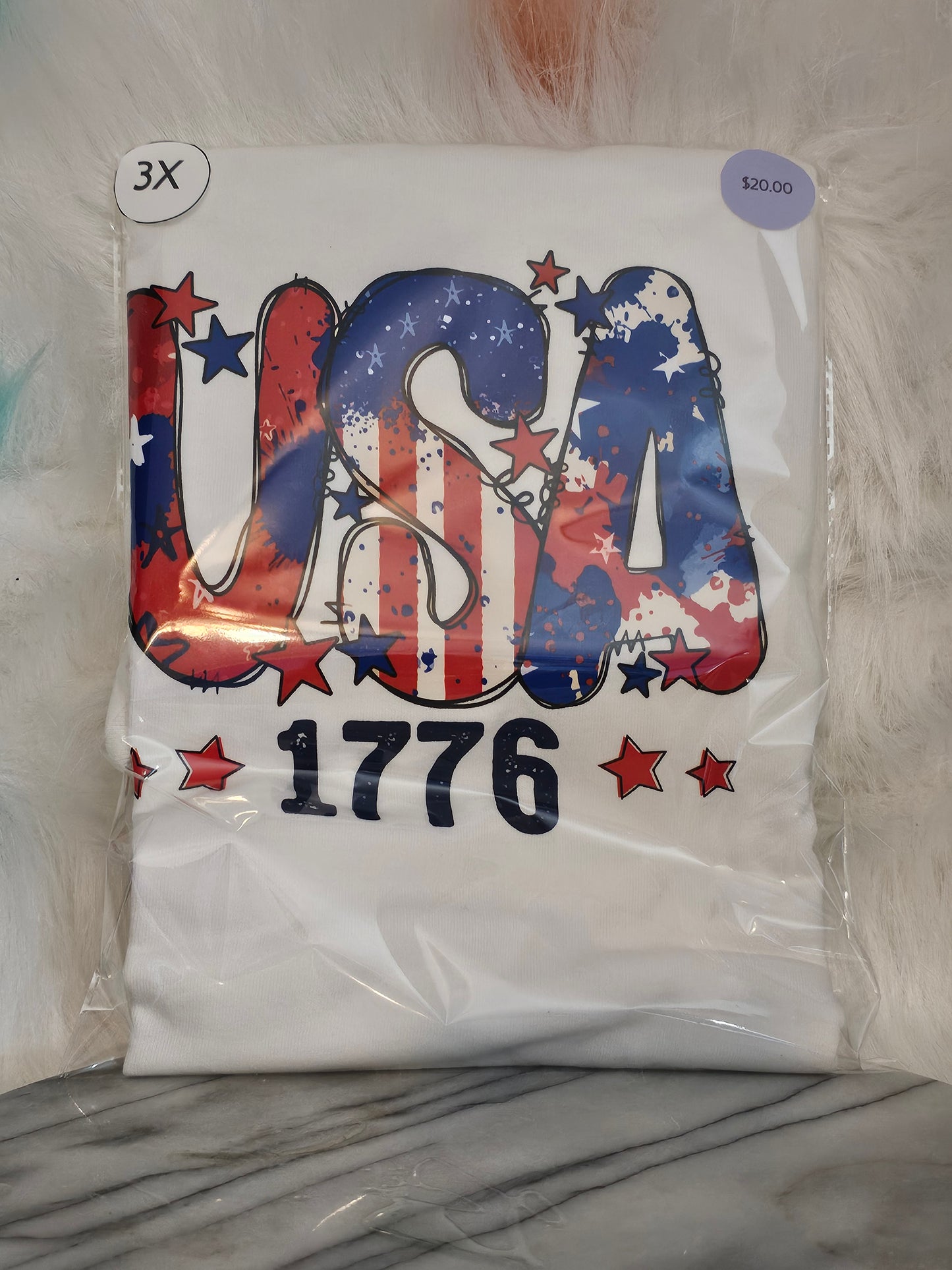 Size 3x 100% cotton U.S.A. 1776 white Tshirt