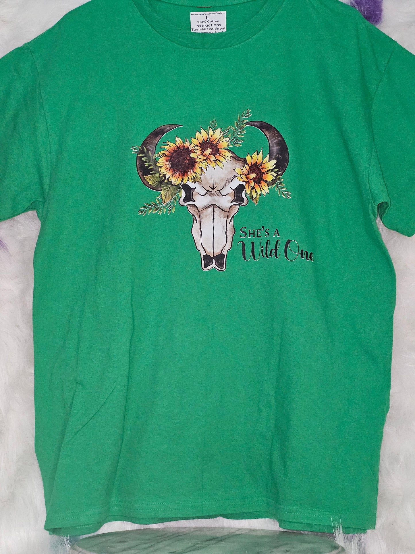 Size L 100%cotton green She's a wild one Tshirt