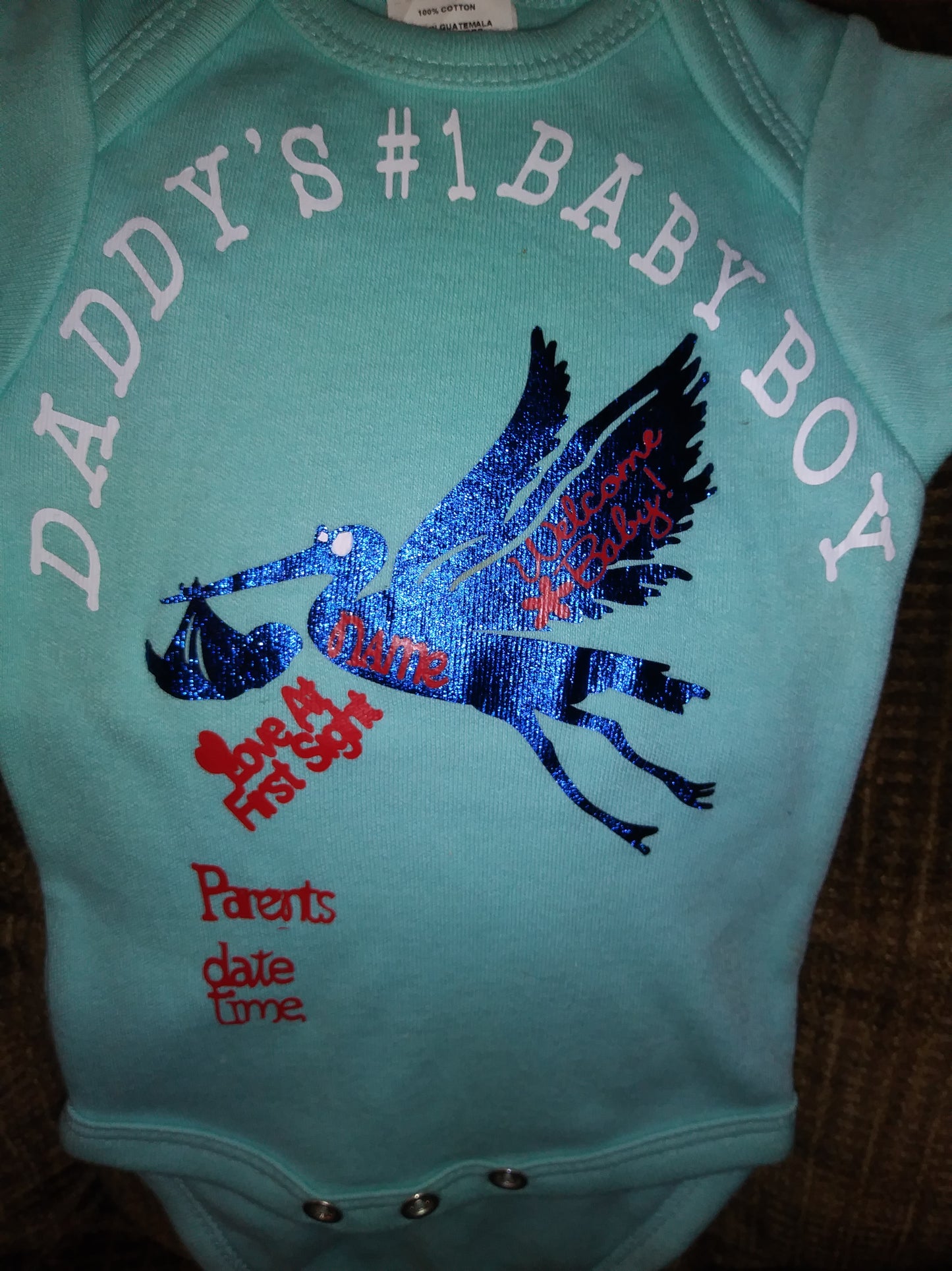 Size 0-3 months 100% cotton Blue Daddy's #1 baby boy onesies