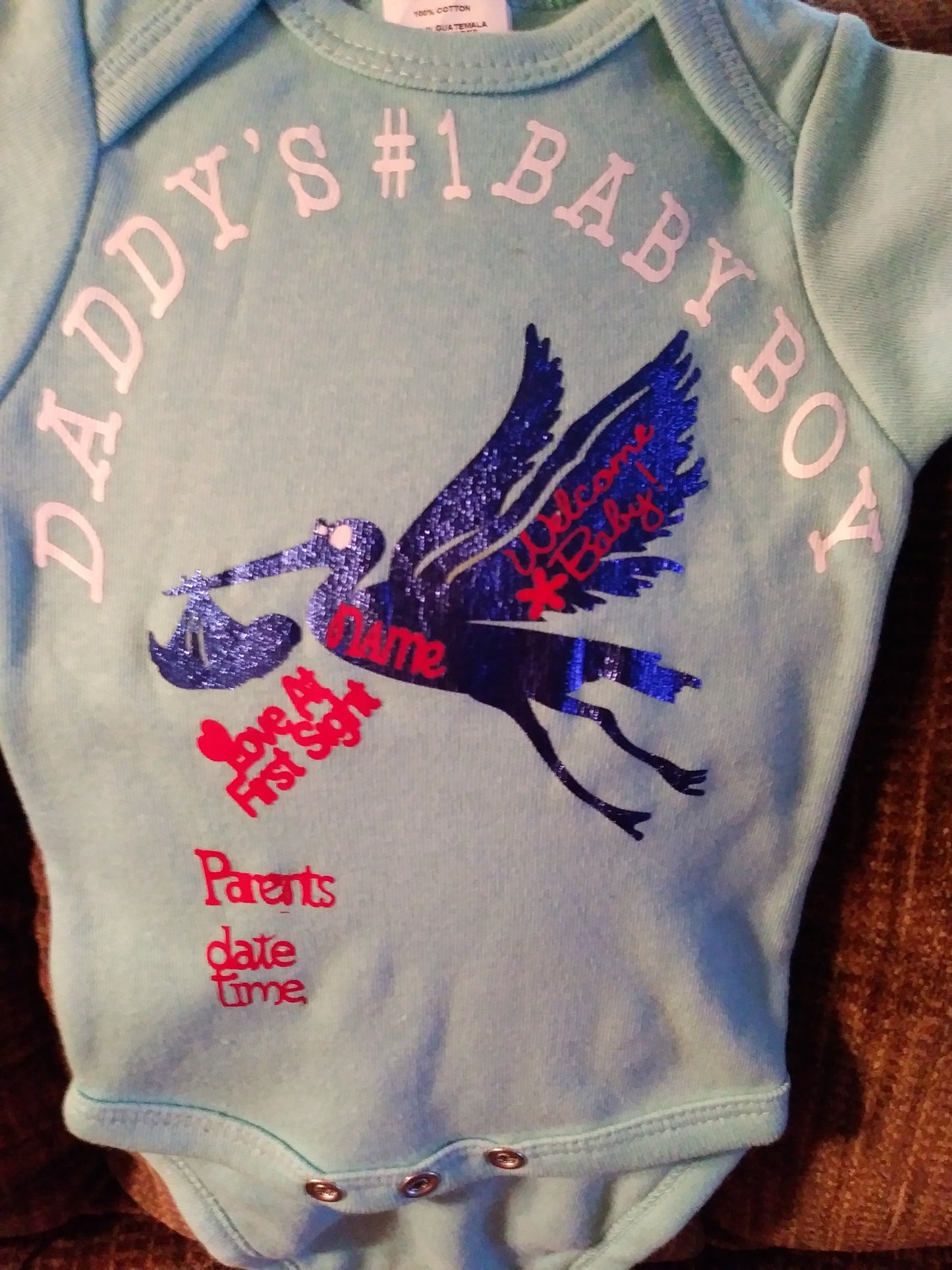 Size 0-3 months 100% cotton Blue Daddy's #1 baby boy onesies