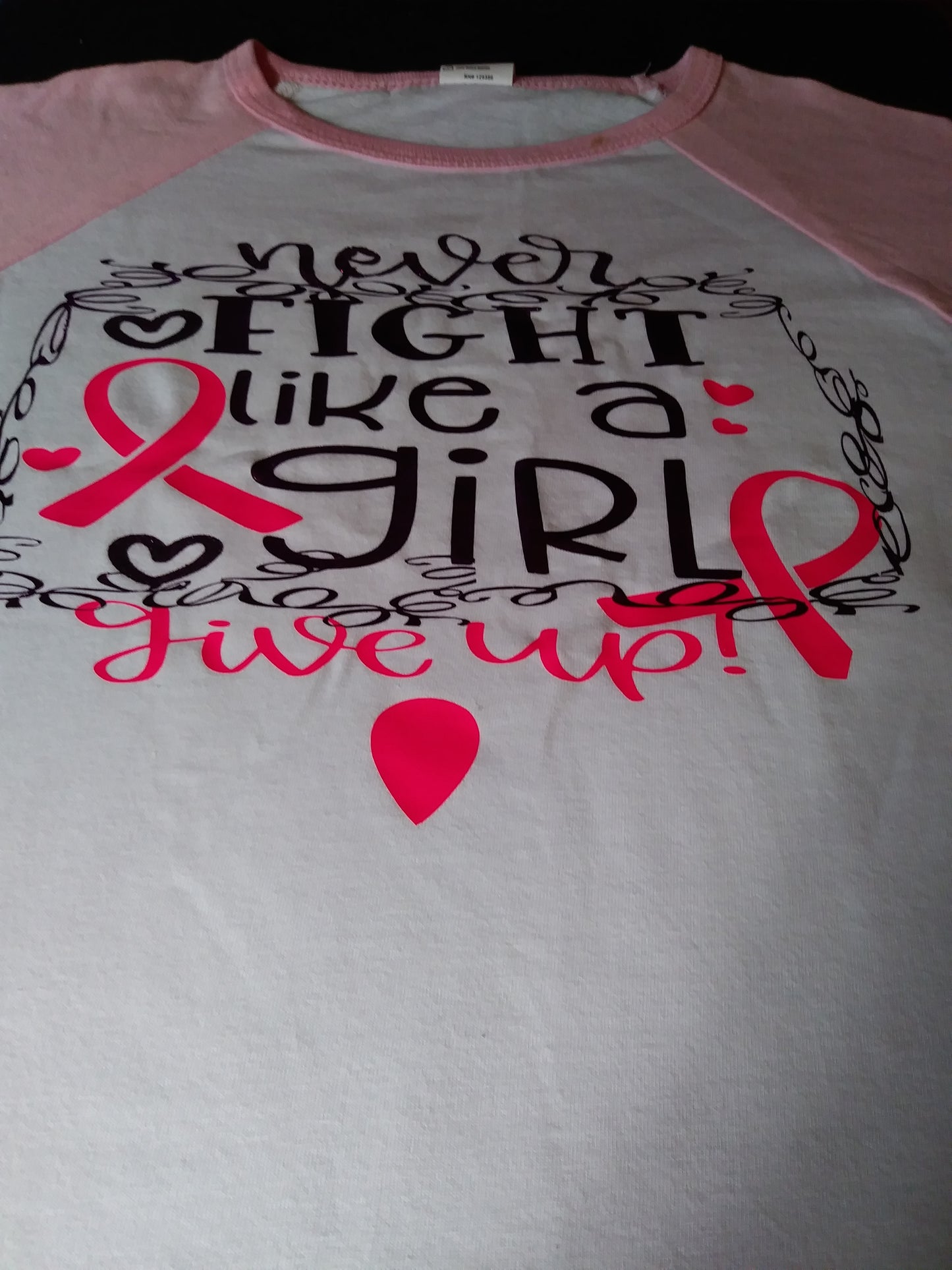 Size 4T 100% cotton White &Pink Flight like a girl cancer free shirt