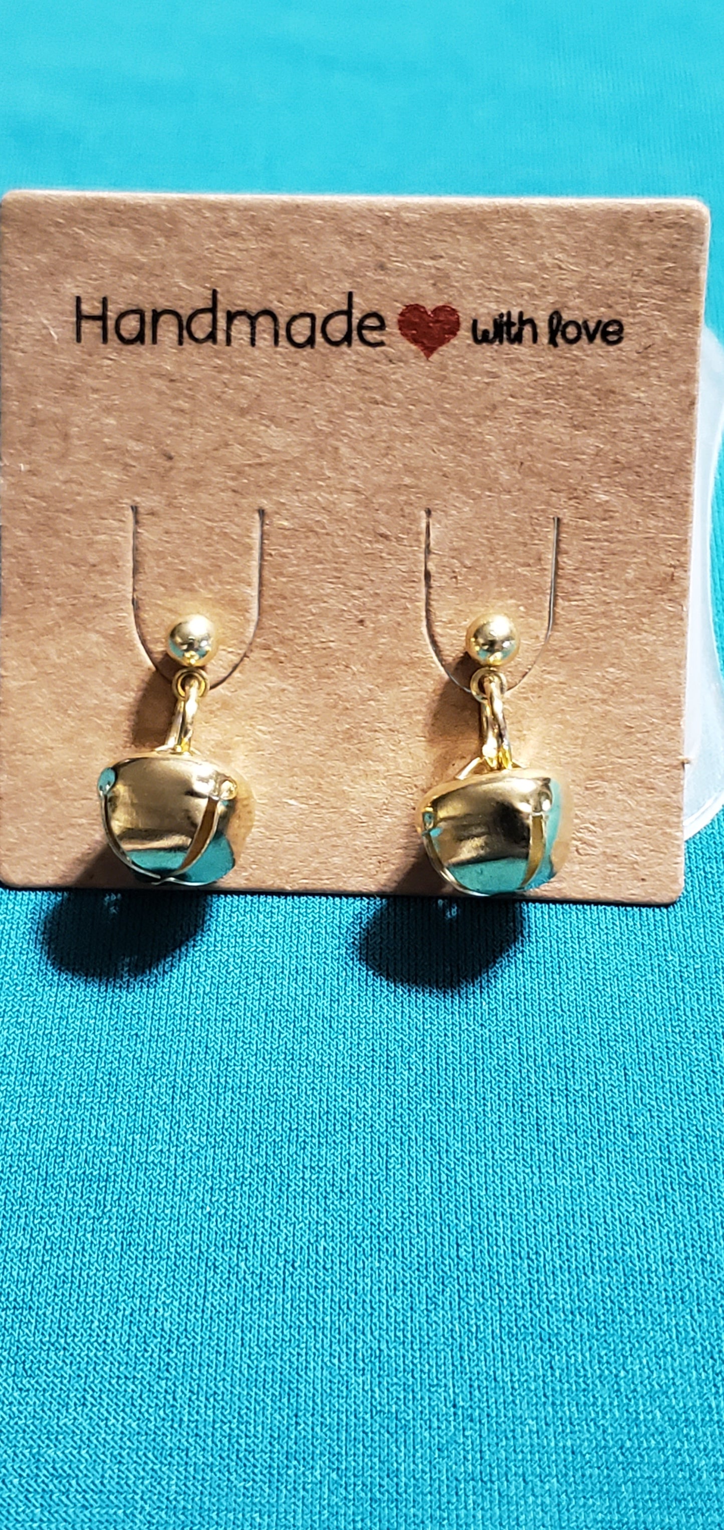 Christmas bells on gold plated post earrings