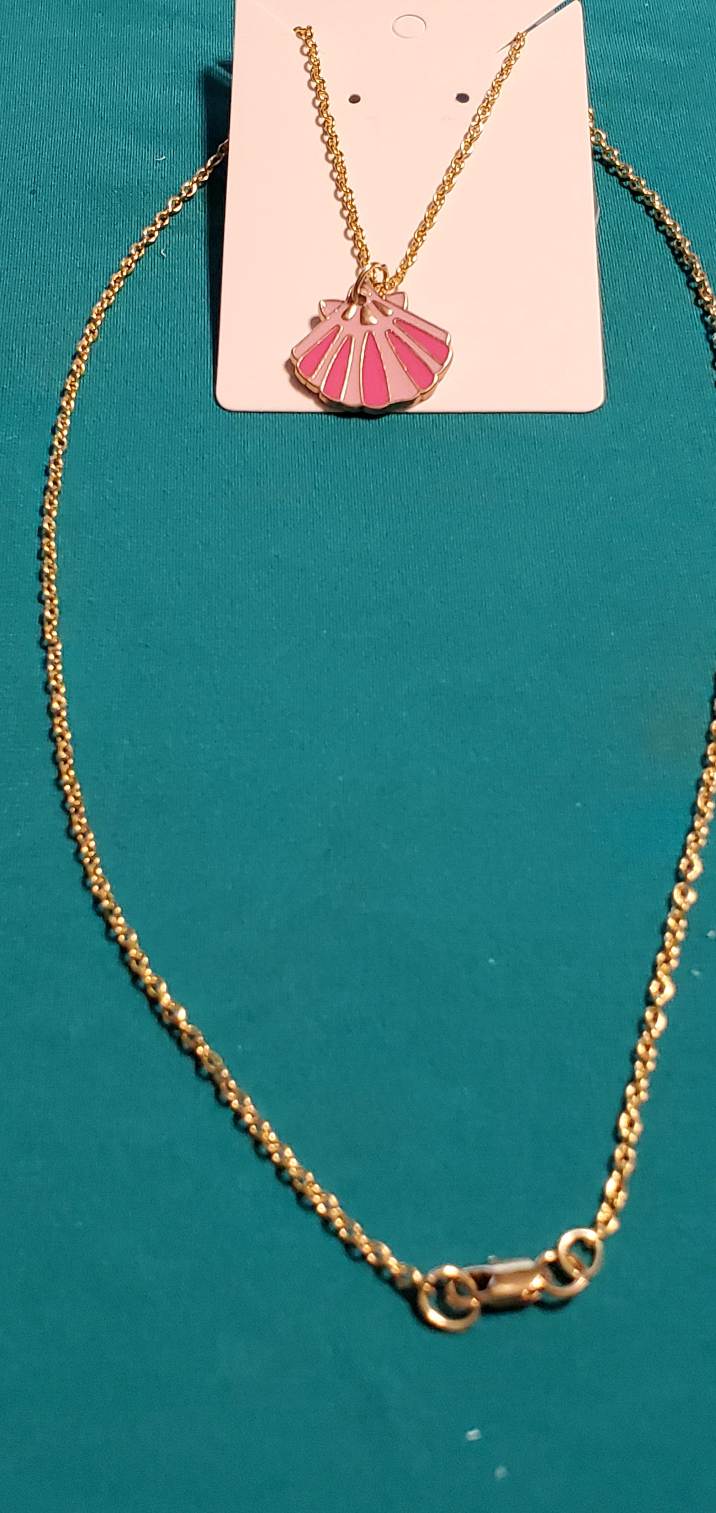 Gold plated pink mermaid earrings and pink sea shell