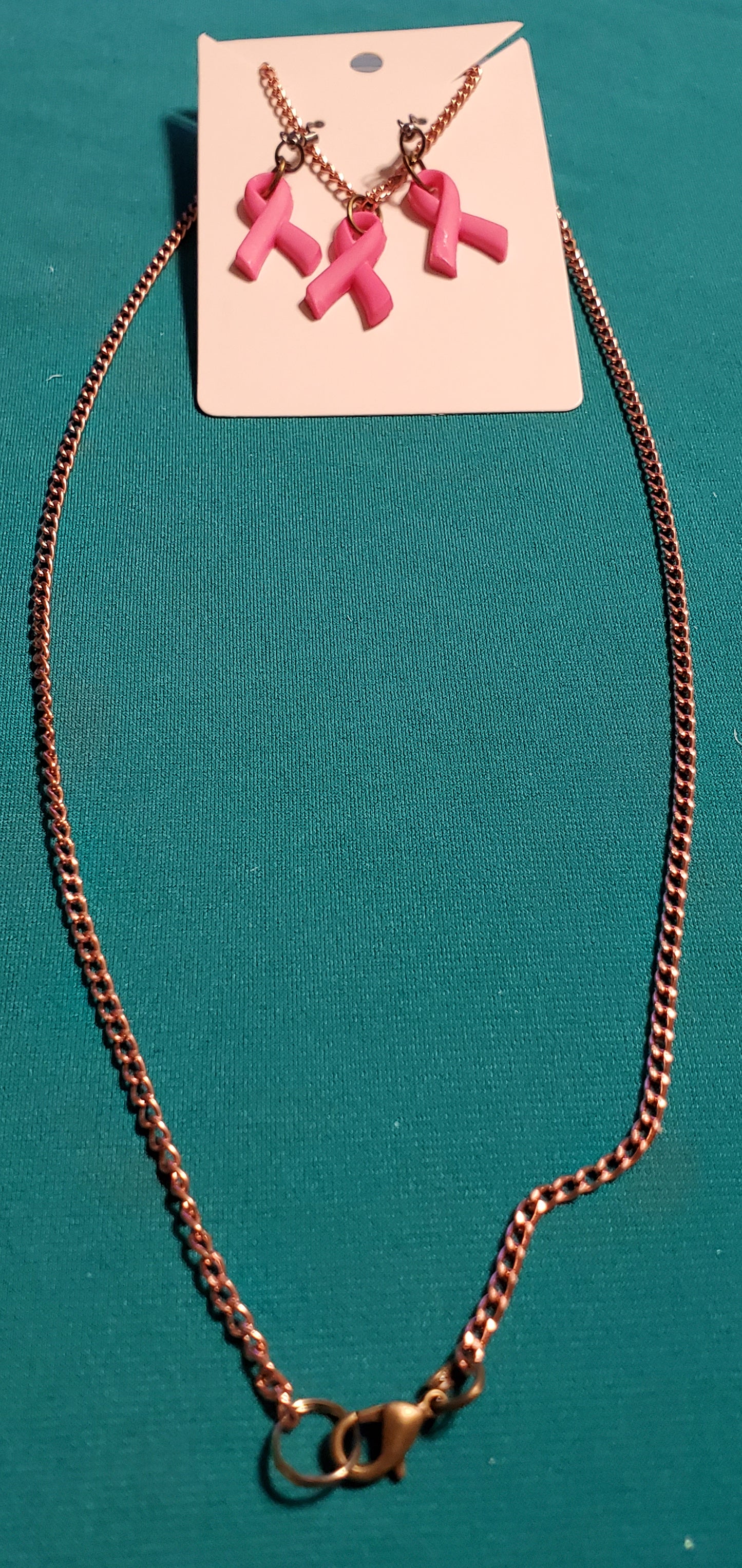 Bronze plated cancer free necklace and earrings
