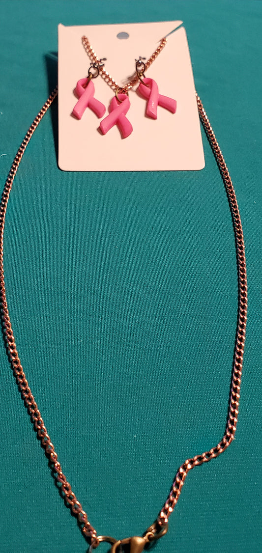Bronze plated cancer free necklace and earrings